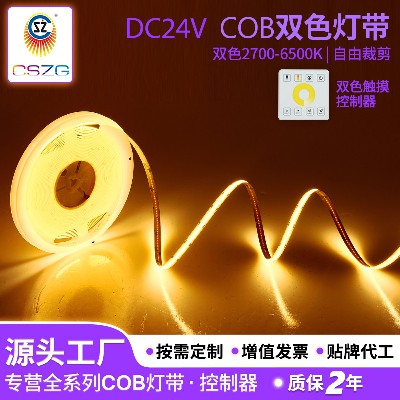 Manufacturer customized household self-adhesive high brightness COB light strip dual color COB light strip low voltage linear light flexible soft light strip