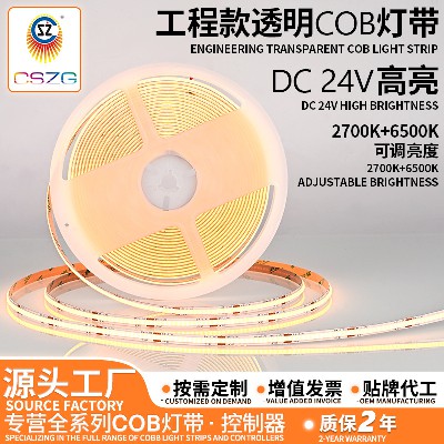 Manufacturer wholesale 24V low-voltage dual color COB light strip outdoor waterproof home living room high brightness ambient light