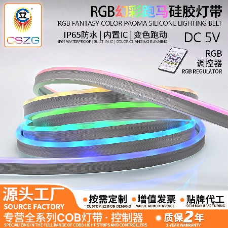 Manufacturer wholesale Colorful Flexible Running Lantern Silicone Light Strip 5V Low Voltage High Brightness Outdoor Home Color Changing Atmosphere Light Strip