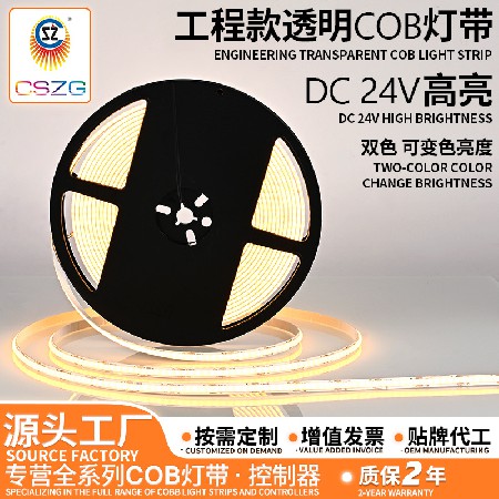 Manufacturer wholesale dual color dimmable 24V low-voltage COB light strip 384 beads outdoor home living room atmosphere light