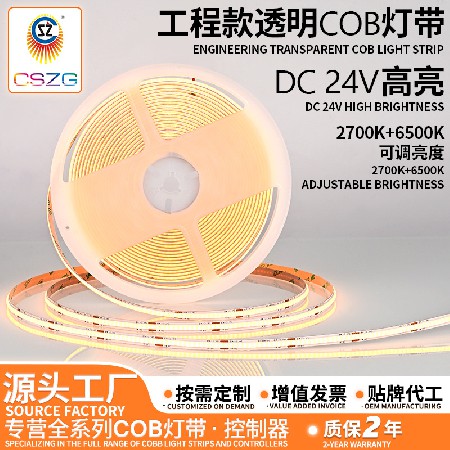 Manufacturer wholesale 24V low-voltage dual color COB light strip outdoor waterproof home living room high brightness ambient light